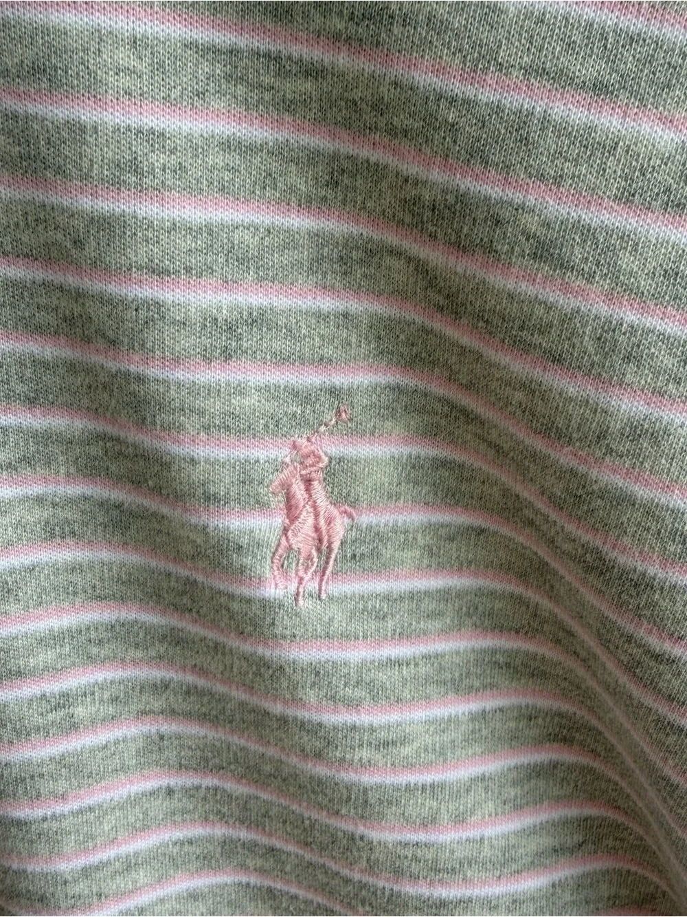 Polo Ralph Lauren Striped Polo Shirt Grey Pink Custom Fit Medium